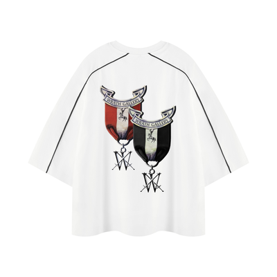 WGW Twin Medals - Boxy Piping White T-Shirt