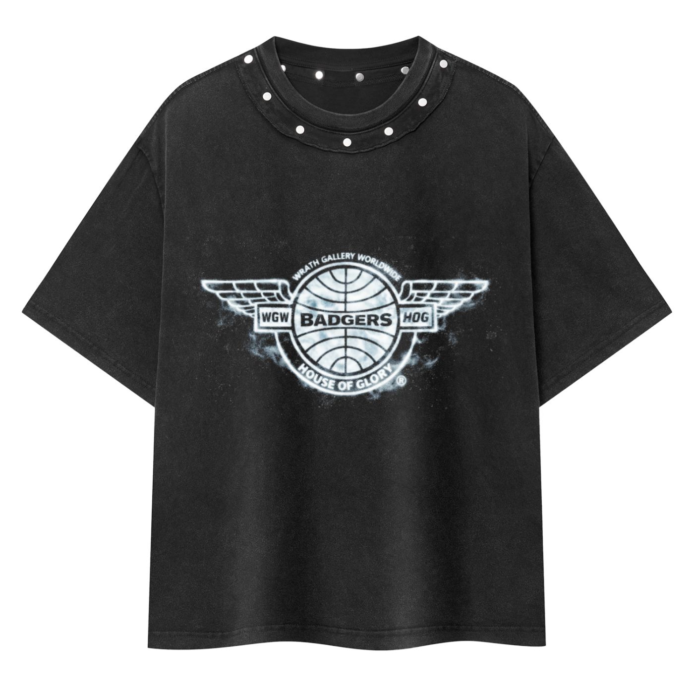 "NY" HOUSE OF G - Washed Boxy Studded T-Shirt