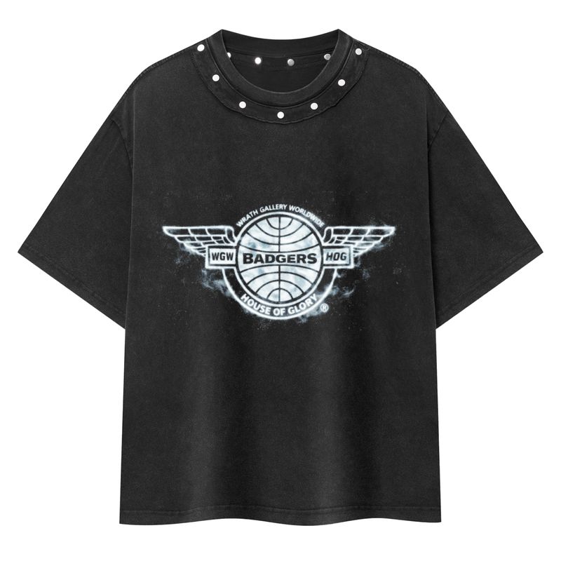 "NY" HOUSE OF G - Washed Boxy Studded T-Shirt