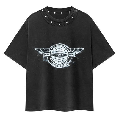 "NY" HOUSE OF G - Washed Boxy Studded T-Shirt