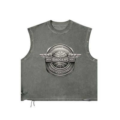 Badgers Medallion - Distressed Grommet Eyelet Tank Top