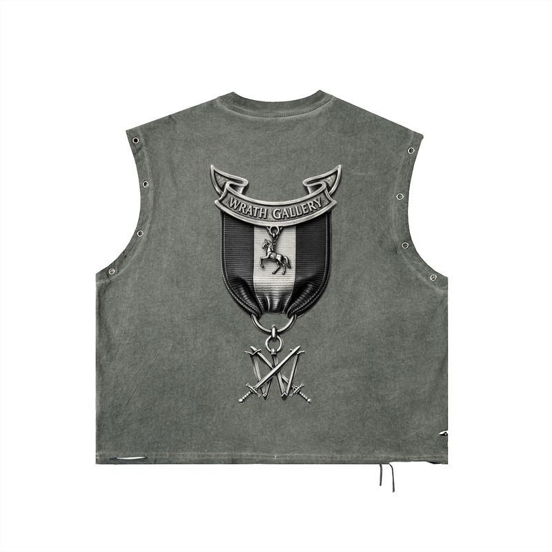 Badgers Medallion - Distressed Grommet Eyelet Tank Top