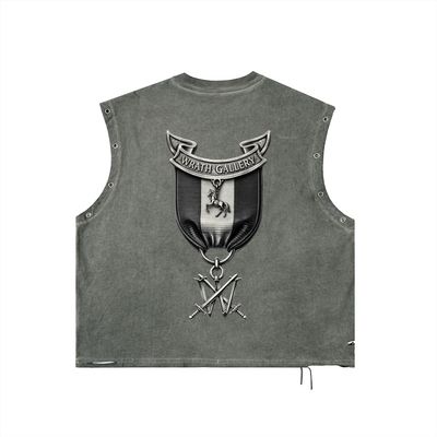 Badgers Medallion - Distressed Grommet Eyelet Tank Top