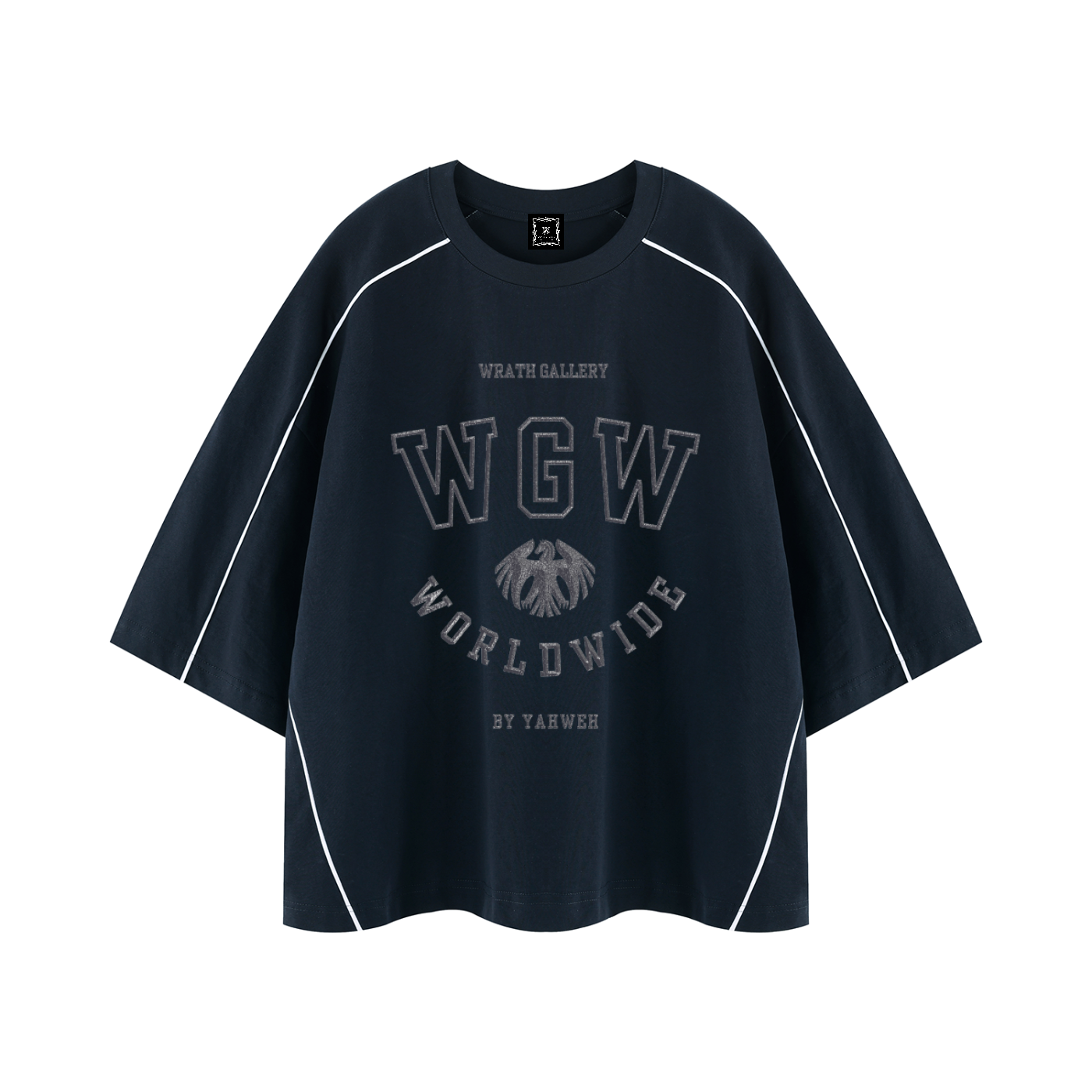WGW Twin Medals - Boxy Piping Navy T-Shirt