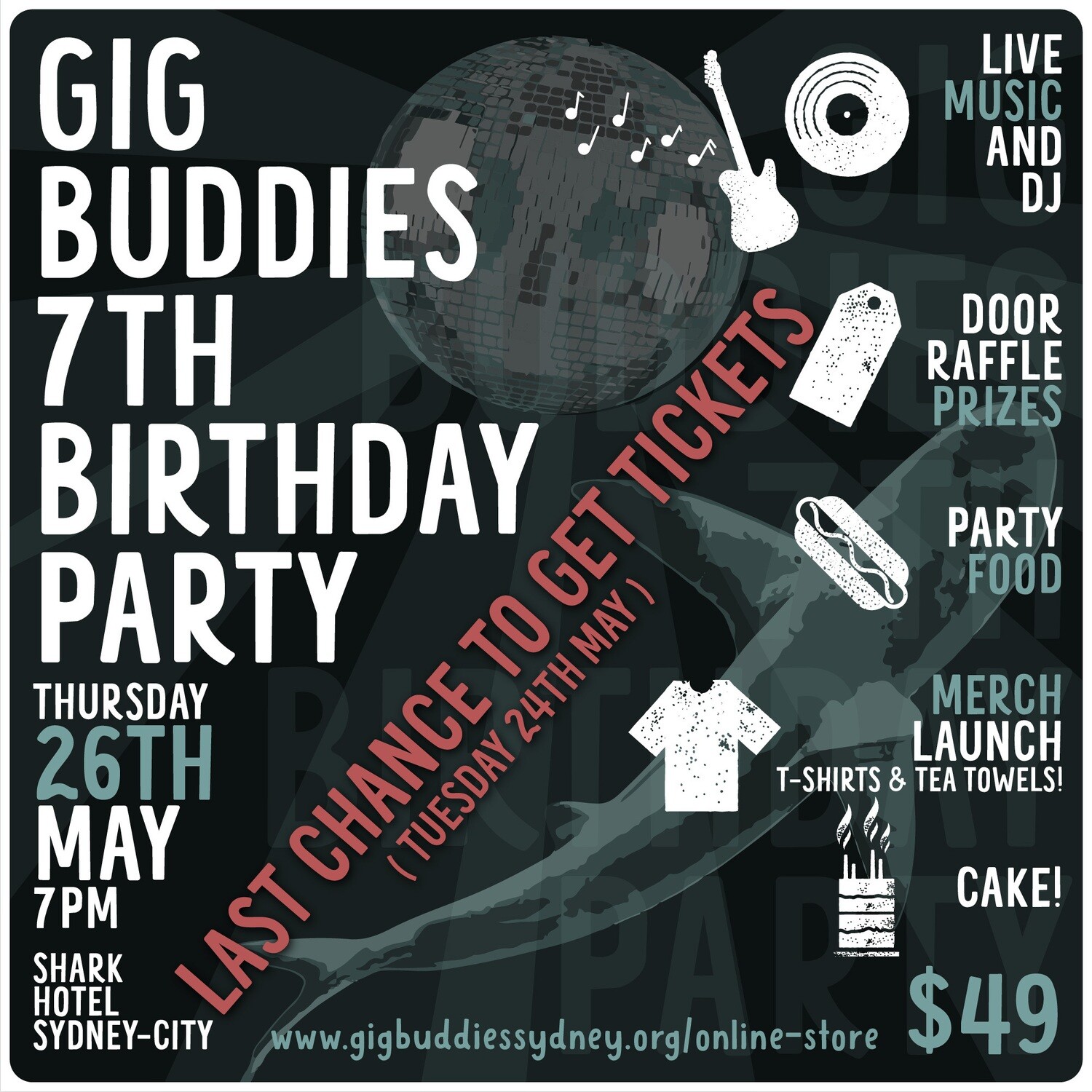 Gig Buddies 7th birthday @ Shark Hotel, Sydney CBD - Thursday 26 May