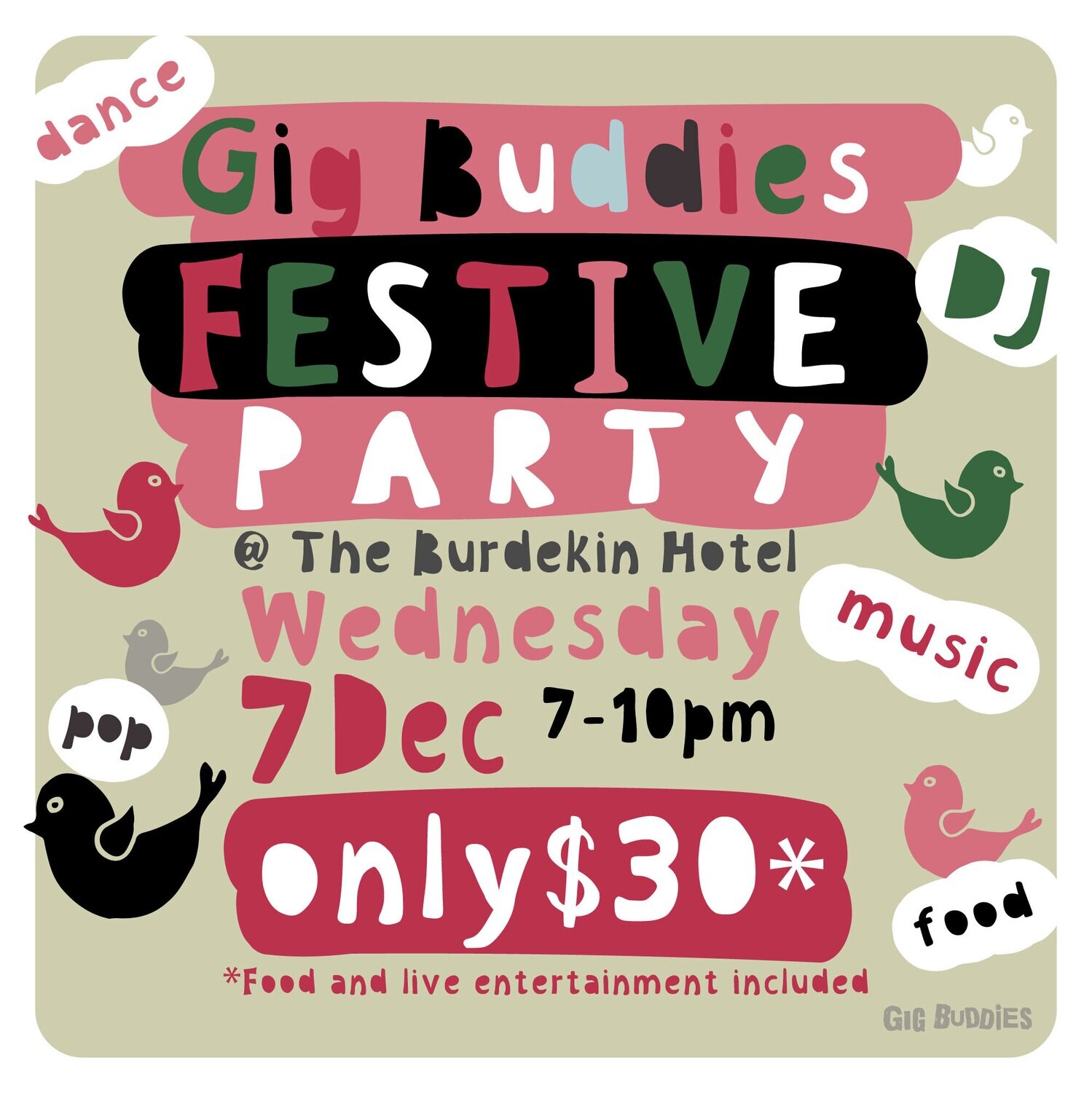 Gig Buddies festive party @ Burdekin Hotel, Sydney CBD - Wednesday 7 December