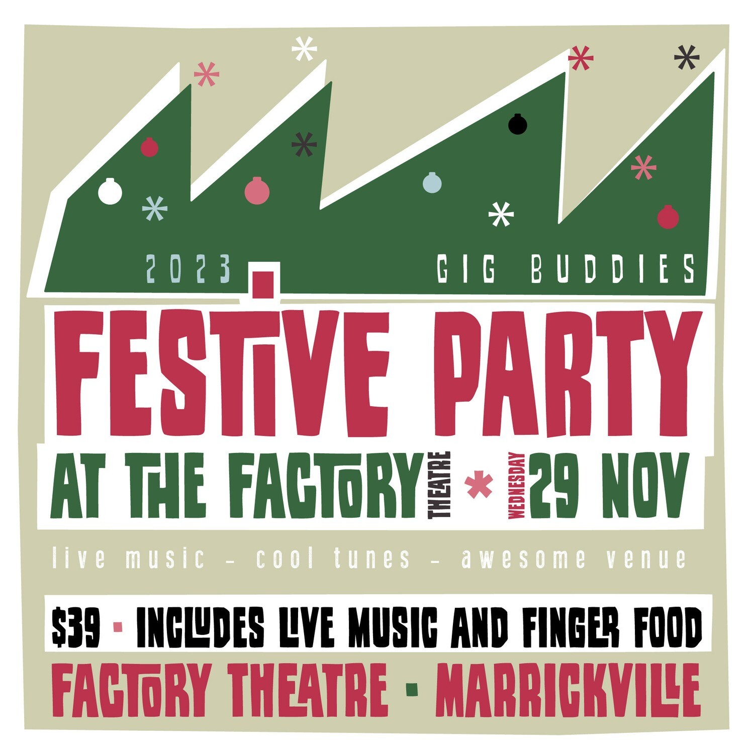 Gig Buddies festive party @ Factory Theatre, Marrickville - Wednesday 29 November