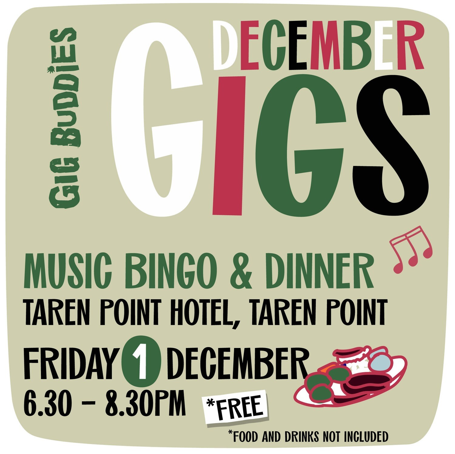 Music bingo and dinner @ Taren Point Hotel - Friday 1 December