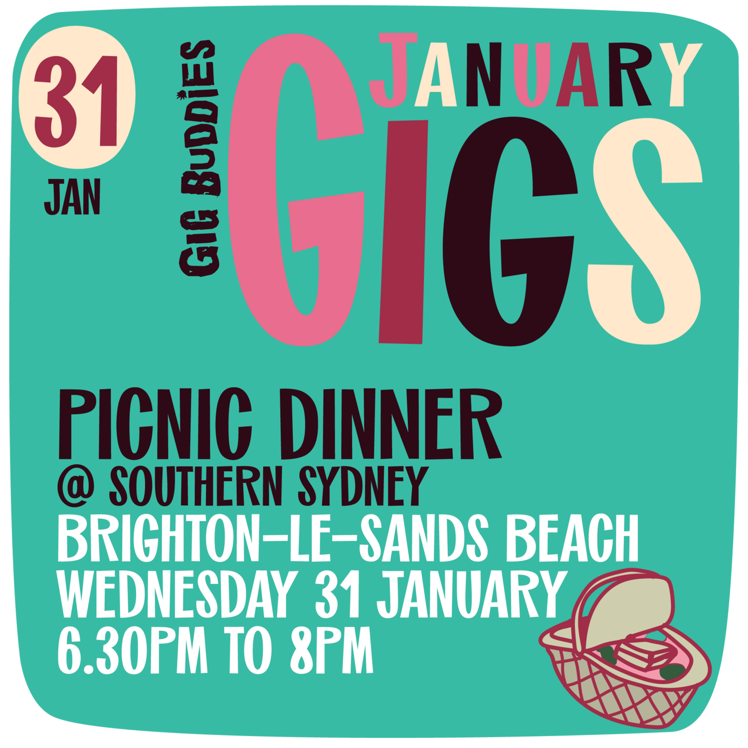 Picnic Dinner at Brighton-Le-Sands Beach - Wednesday 31 January