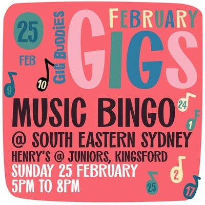 Brekko's Music Bingo @ The Juniors Kingsford- Sunday 25 February