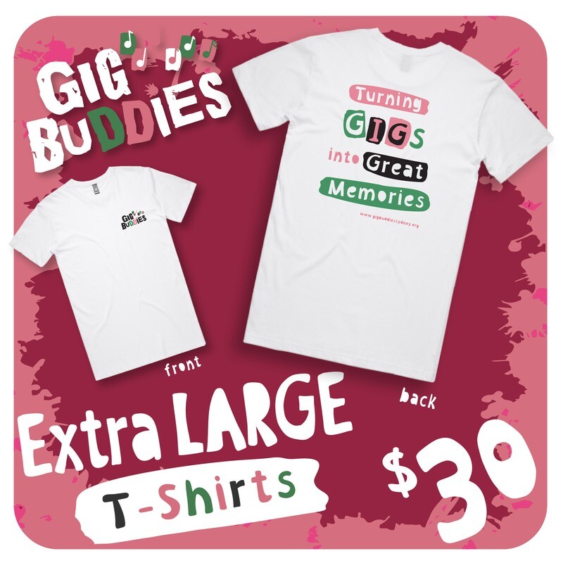 EXTRA LARGE WHITE T-SHIRT - Gig Buddies