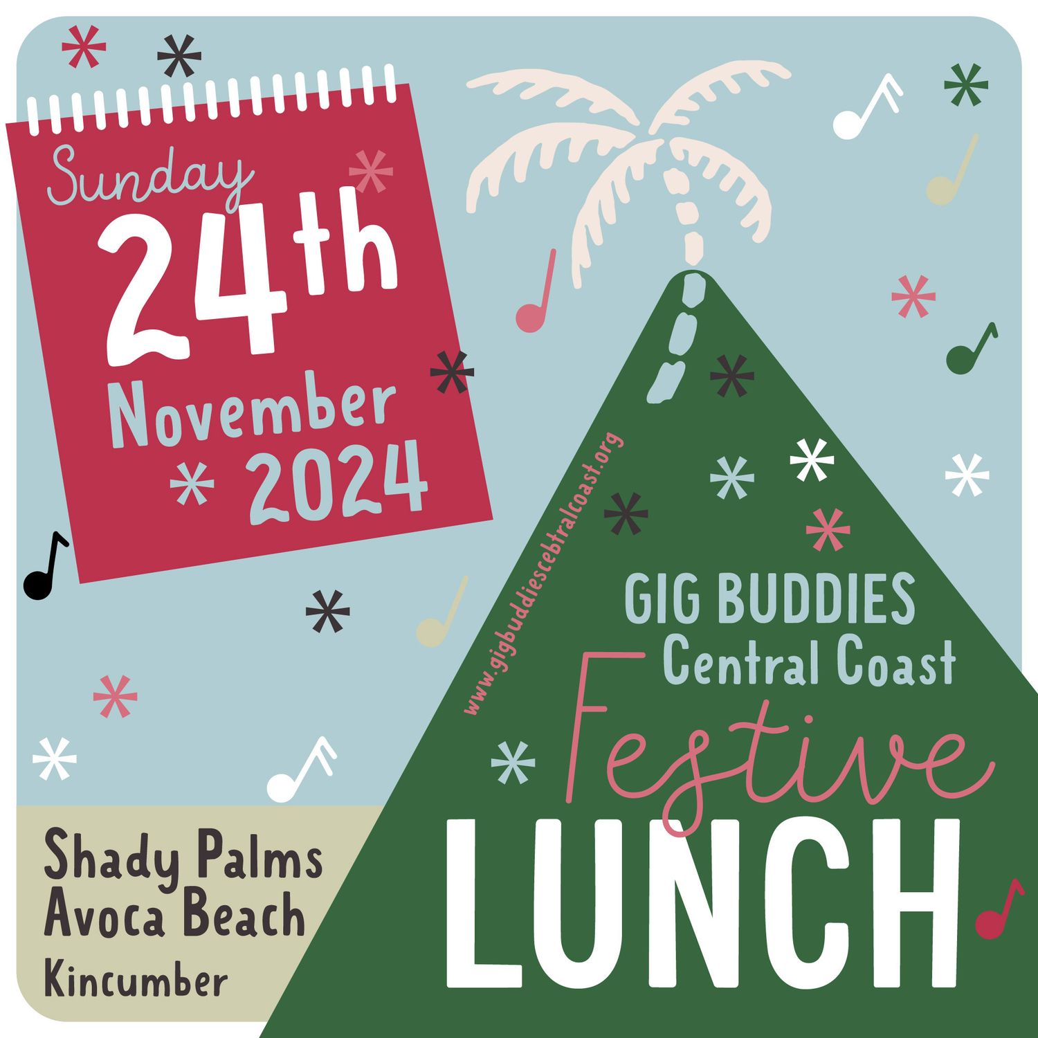 Gig Buddies Central Coast festive lunch @ Shady Palms, Kincumber - Sunday 24 November