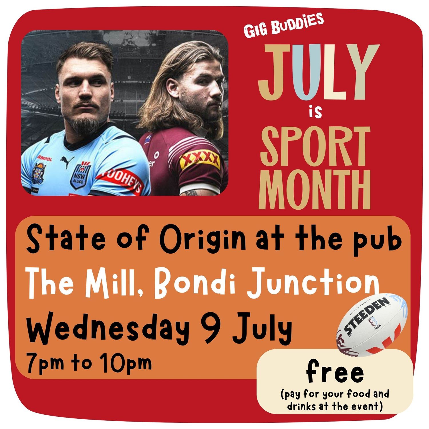 State of Origin at the pub  @ The Mill , Bondi Junction  - Wednesday 9 July