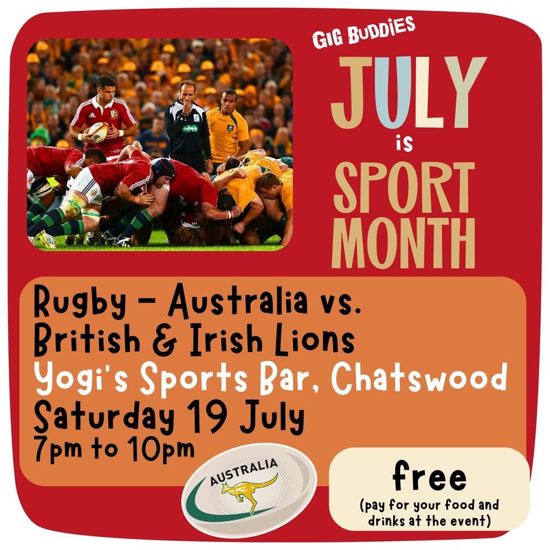 Rugby - Australia vs. British and Irish Lions @ Yogi’s Sports Bar, Chatswood - Saturday 19 July