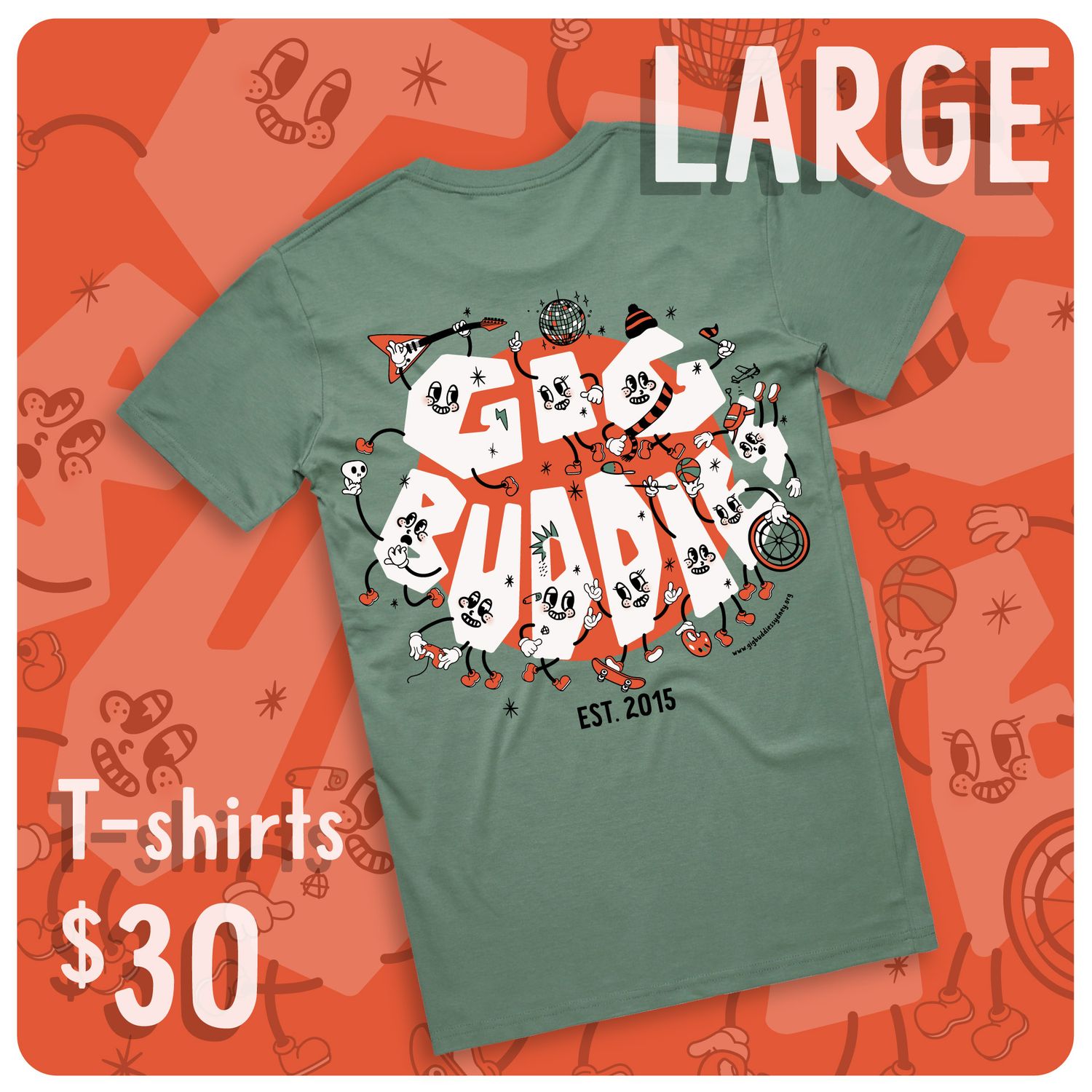 Sage Limited Edition T-SHIRT - Gig Buddies - LARGE