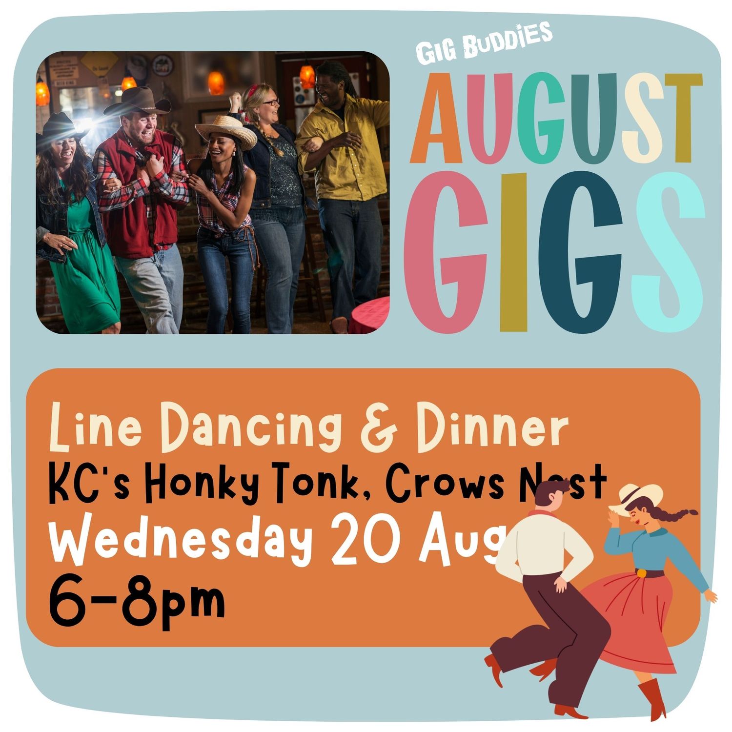 Line dancing and dinner @ Crows Nest - Wednesday 20 August