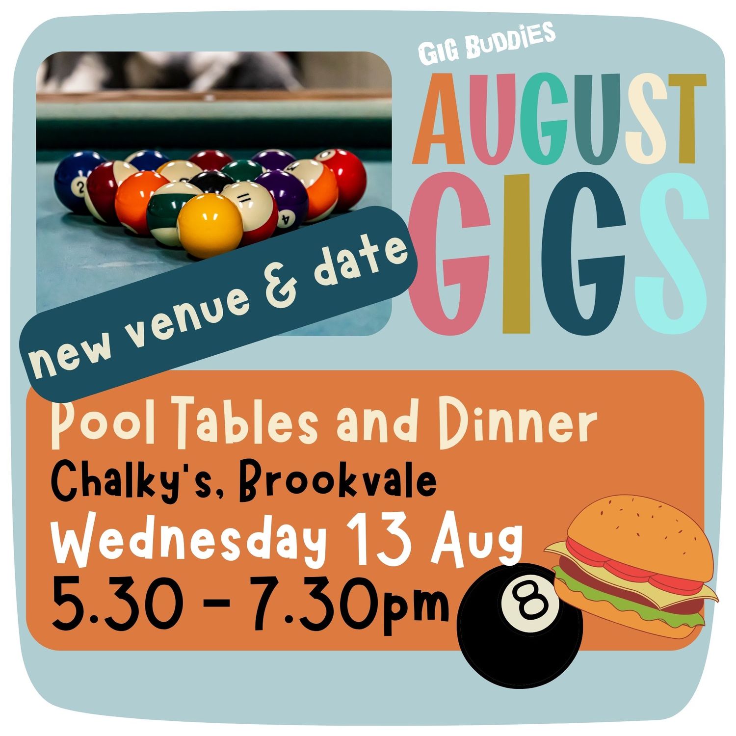 Pool tables and dinner @ Chalky&#39;s Brookvale - Wednesday 13 August