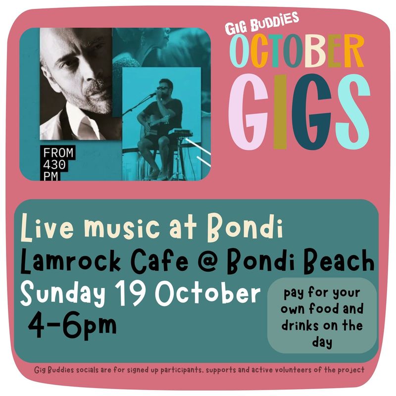 Live music Lamrock Cafe  @ Bondi Beach - Sunday 19 October