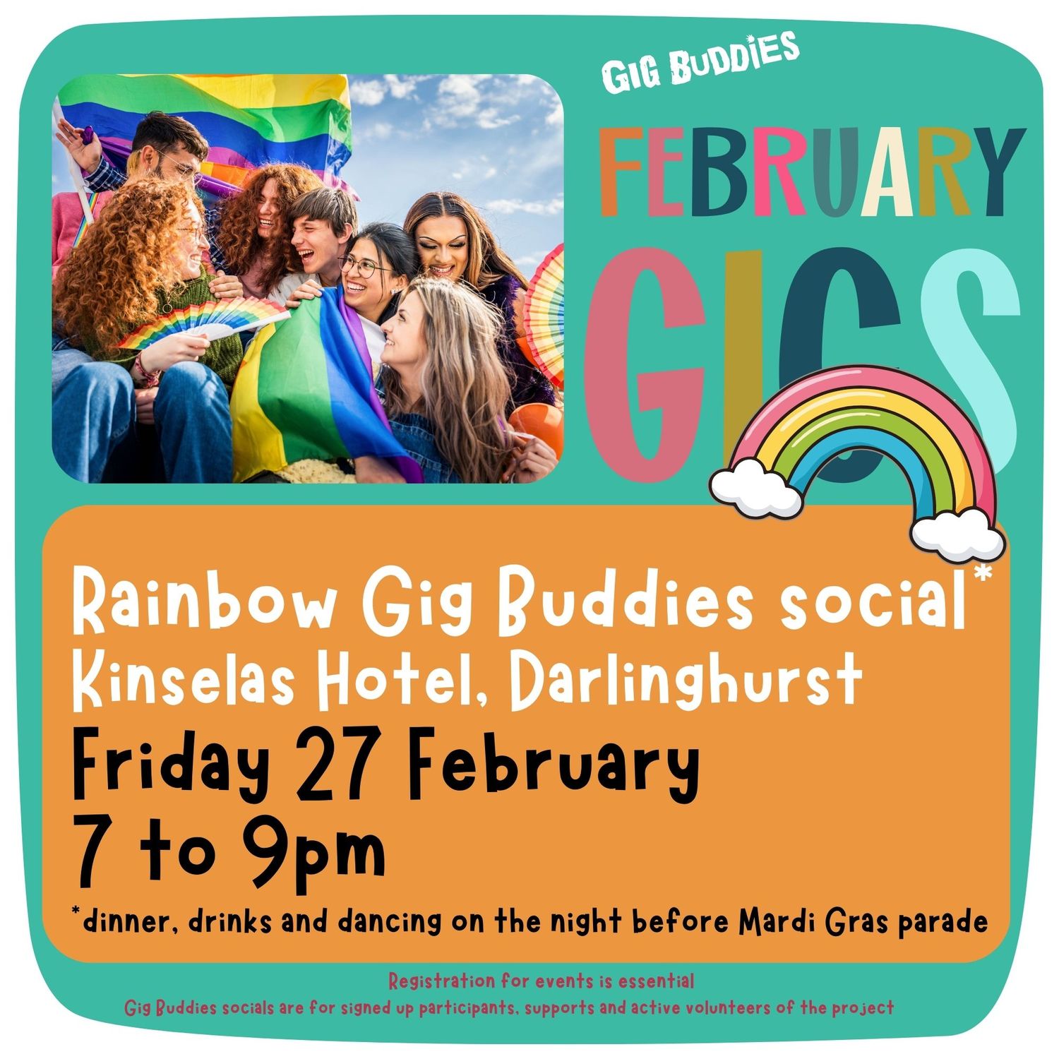 Rainbow Gig Buddies social @ CBD - Friday 27 February