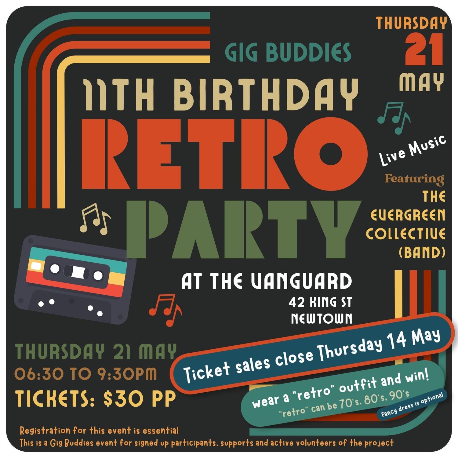 Gig Buddies 11th birthday @ The Vanguard, Newtown - Thursday 21 May