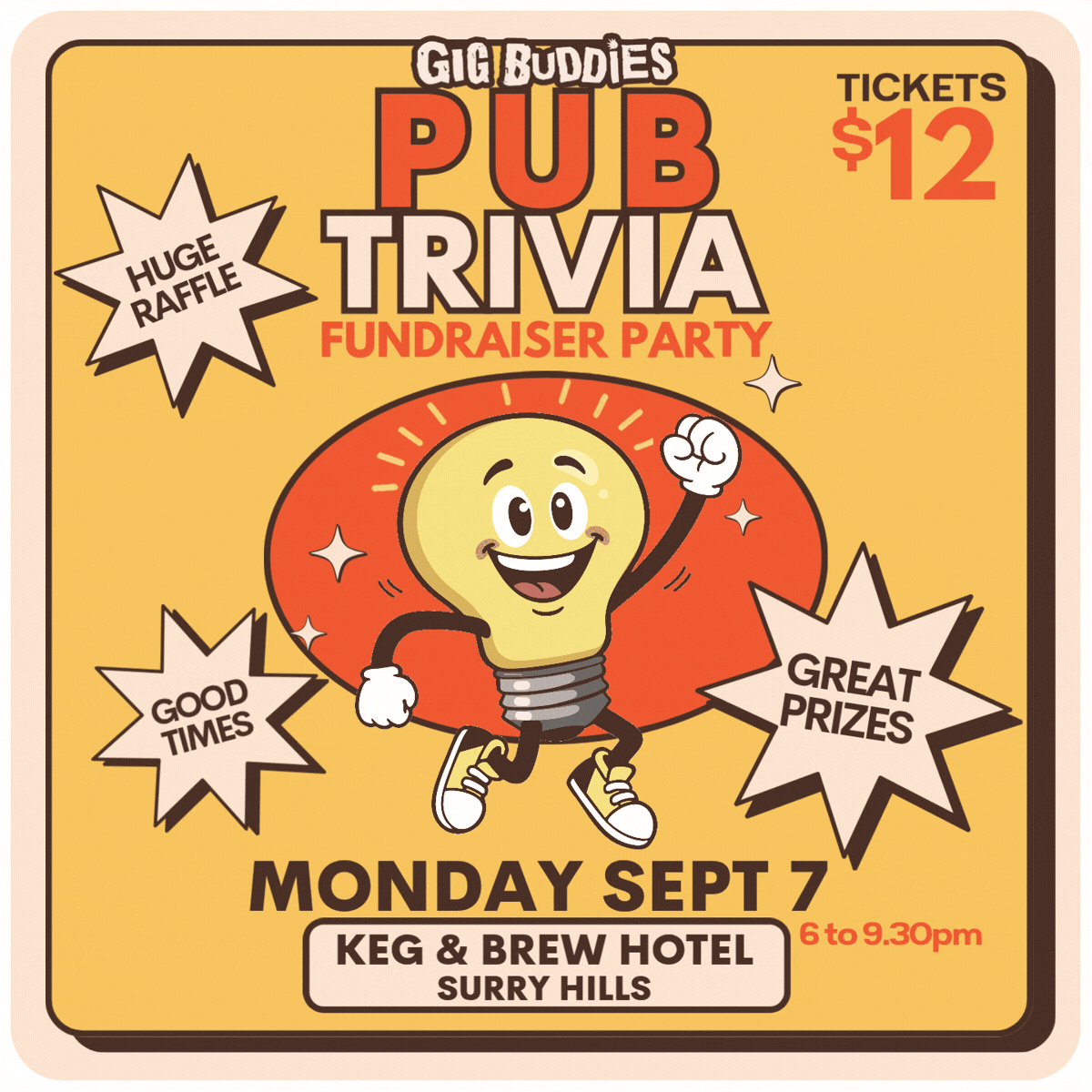 Gig Buddies trivia fundraiser - Monday 7 September