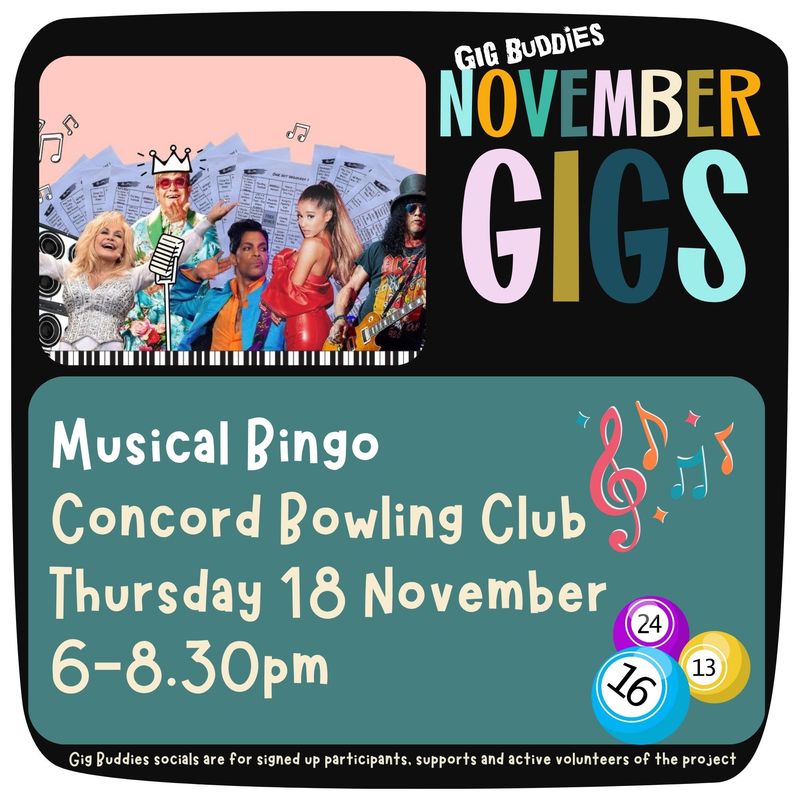 Musical Bingo @ Concord Bowling Club - Wednesday 18 November