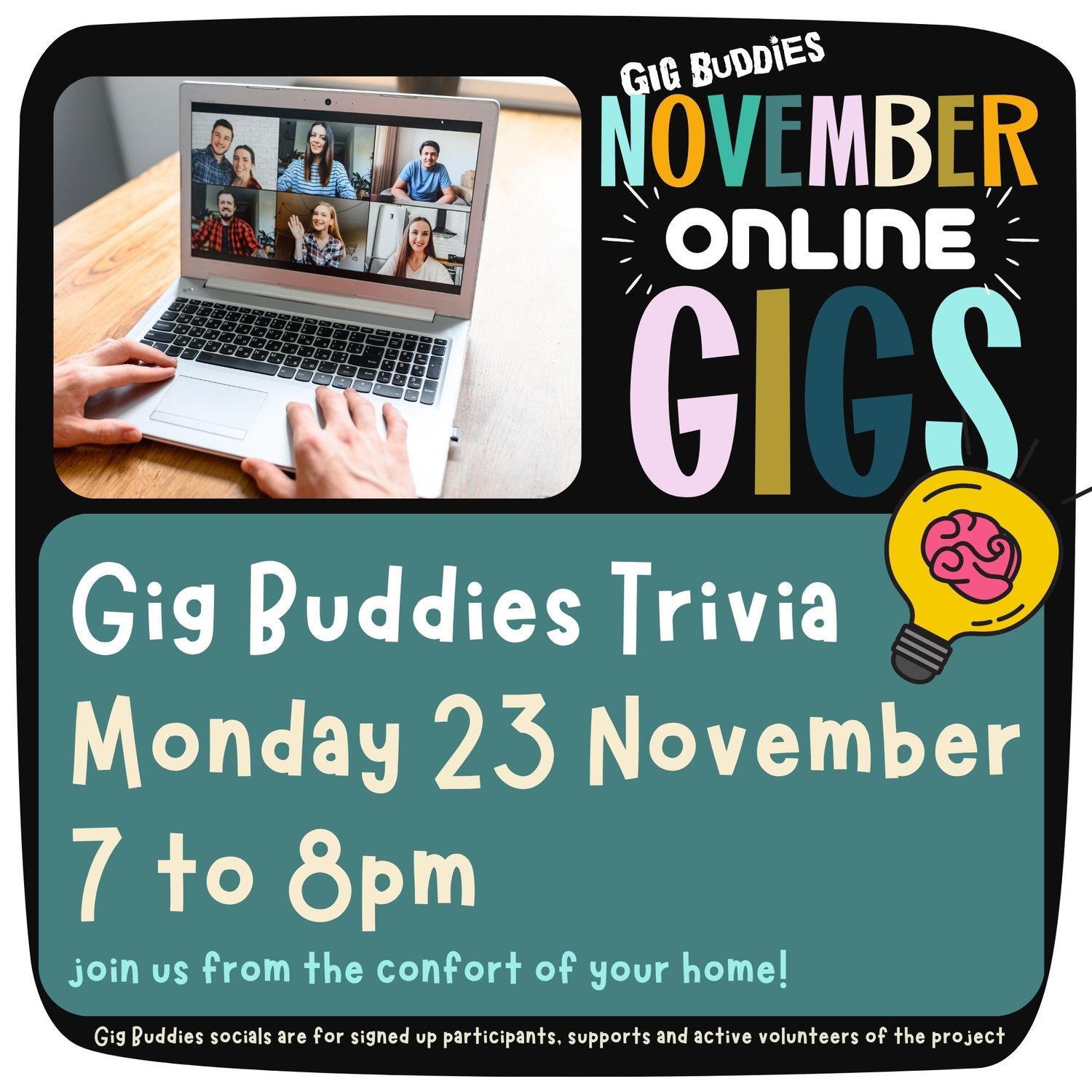 Online: Gig Buddies trivia - Monday 23 November