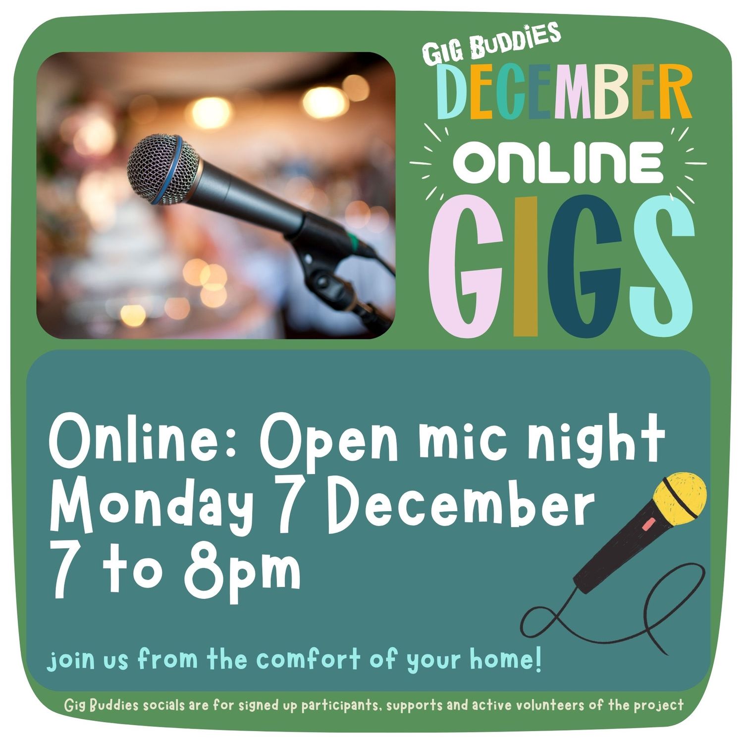 Online: Open mic night - Monday 7 December