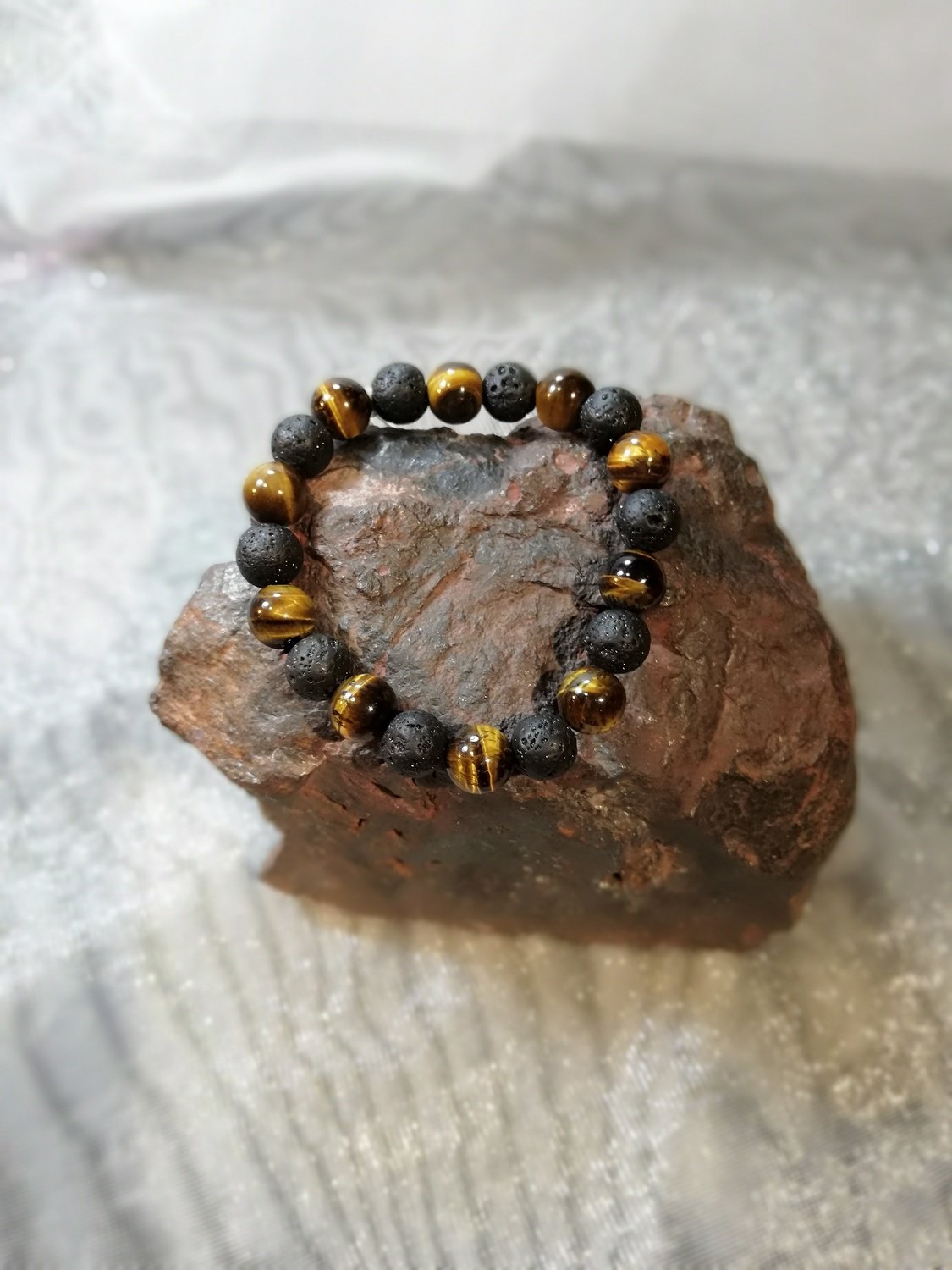Tiger's Eye and Lava Rock Bracelet