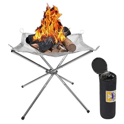 Outdoor Portable Fire Pit for Camping,
Extra Large - 28 Inch Collapsing Steel Mesh Fireplace. In stock Now!