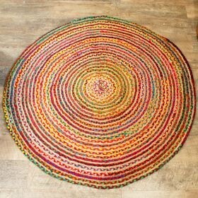 Round Jute and Recycled Cotton Rugs 120cm