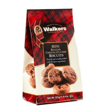 Walkers mini belgian chocolate chip biscuits 125 gr