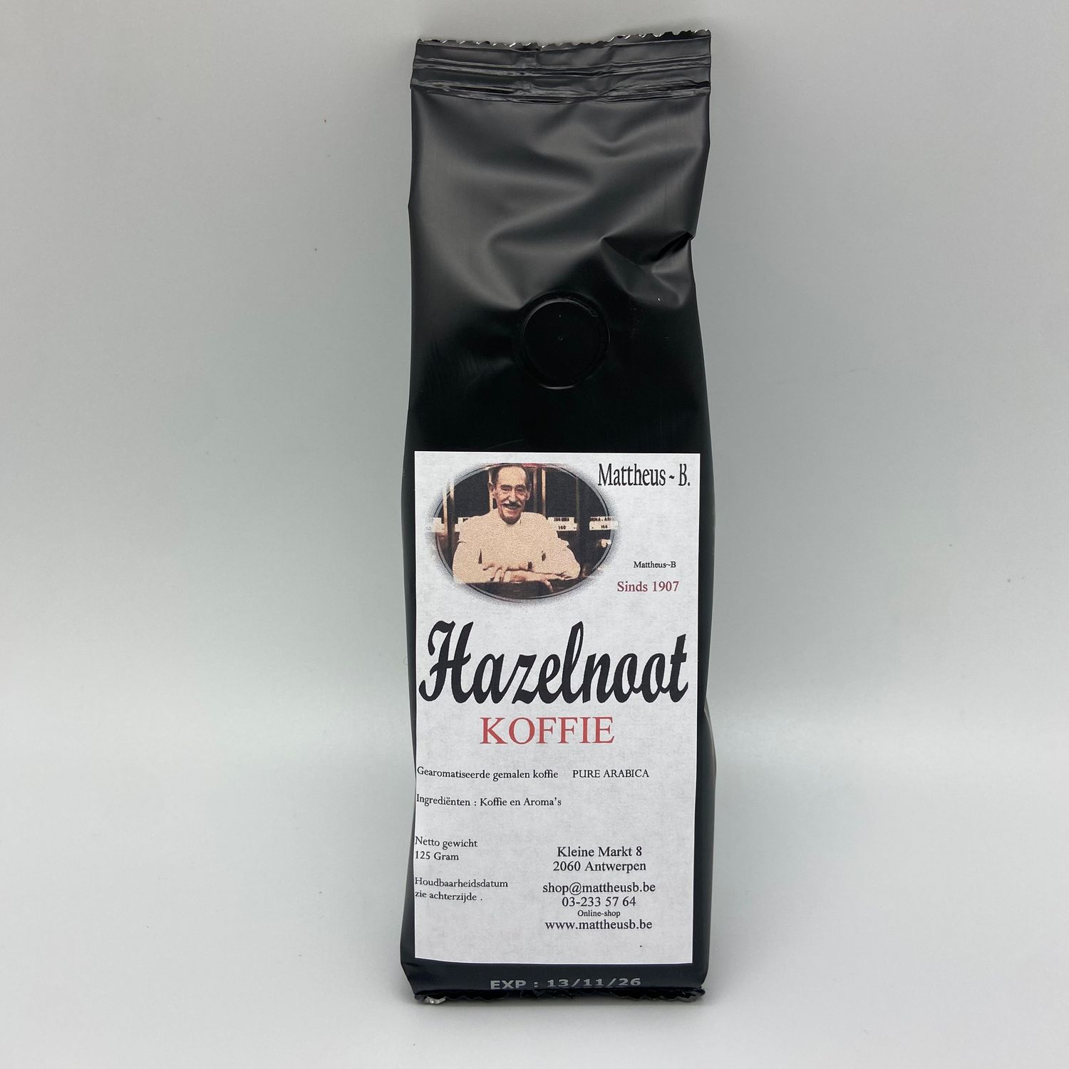 Hazelnoot koffiepoeder (gearomatiseerd) 125 gr Hazelnoot koffiepoeder (gearomatiseerd) 125 gr
