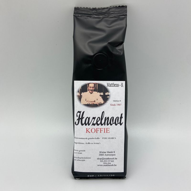 Hazelnoot koffiepoeder (gearomatiseerd) 125 gr Hazelnoot koffiepoeder (gearomatiseerd) 125 gr