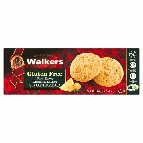 Walkers GLUTENFREE Ginger & Lemon Shortbread 140gr Walkers GLUTENFREE Ginger & Lemon Shortbread 140gr