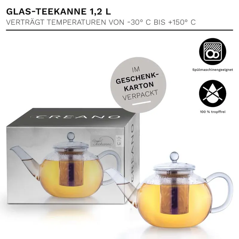 Creano Glazen theepot 1200 ml