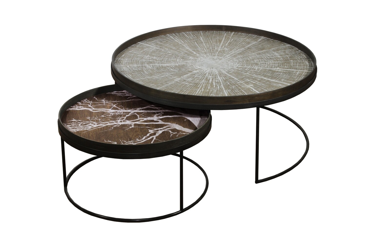 Ethnicraft - Couchtisch Set - rund, L/XL, Höhe 31cm und 38cm