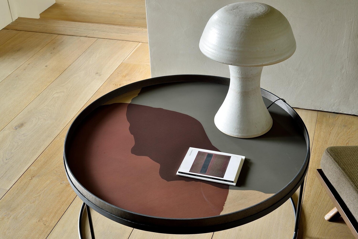 Ethnicraft - Tablett rund, 92cm - Glas, Pinot Combined Dots
