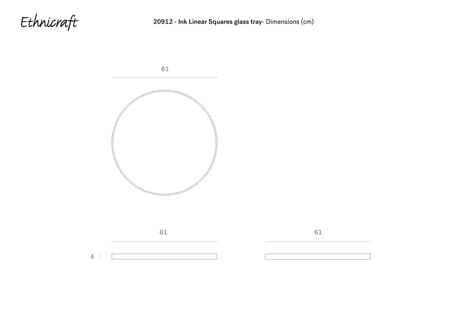 (Sale) Tablett rund, 61cm - Holz, White Marrakesh