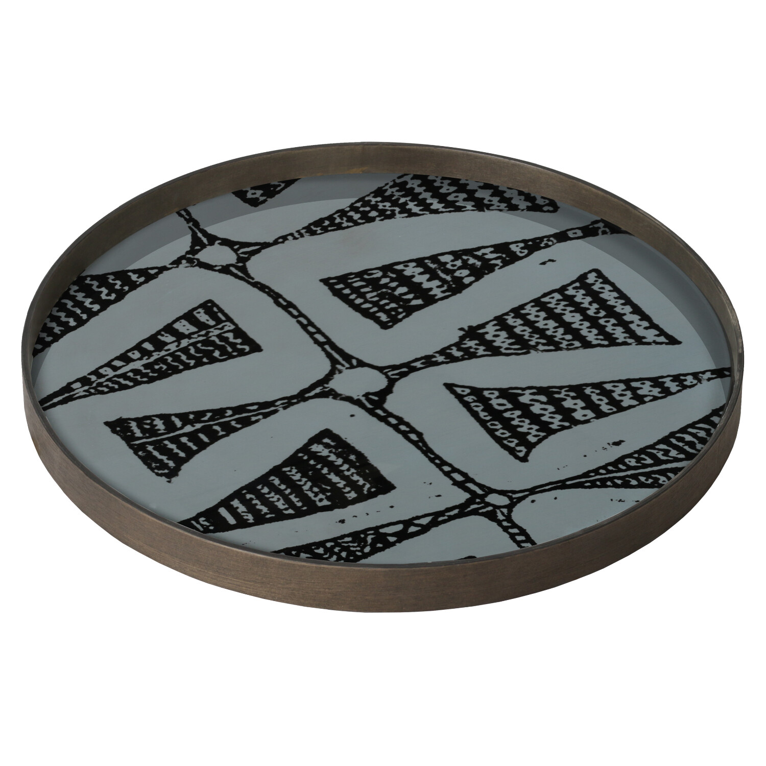 (Sale) Tablett rund, 61cm - Glas, Dark Bohemian