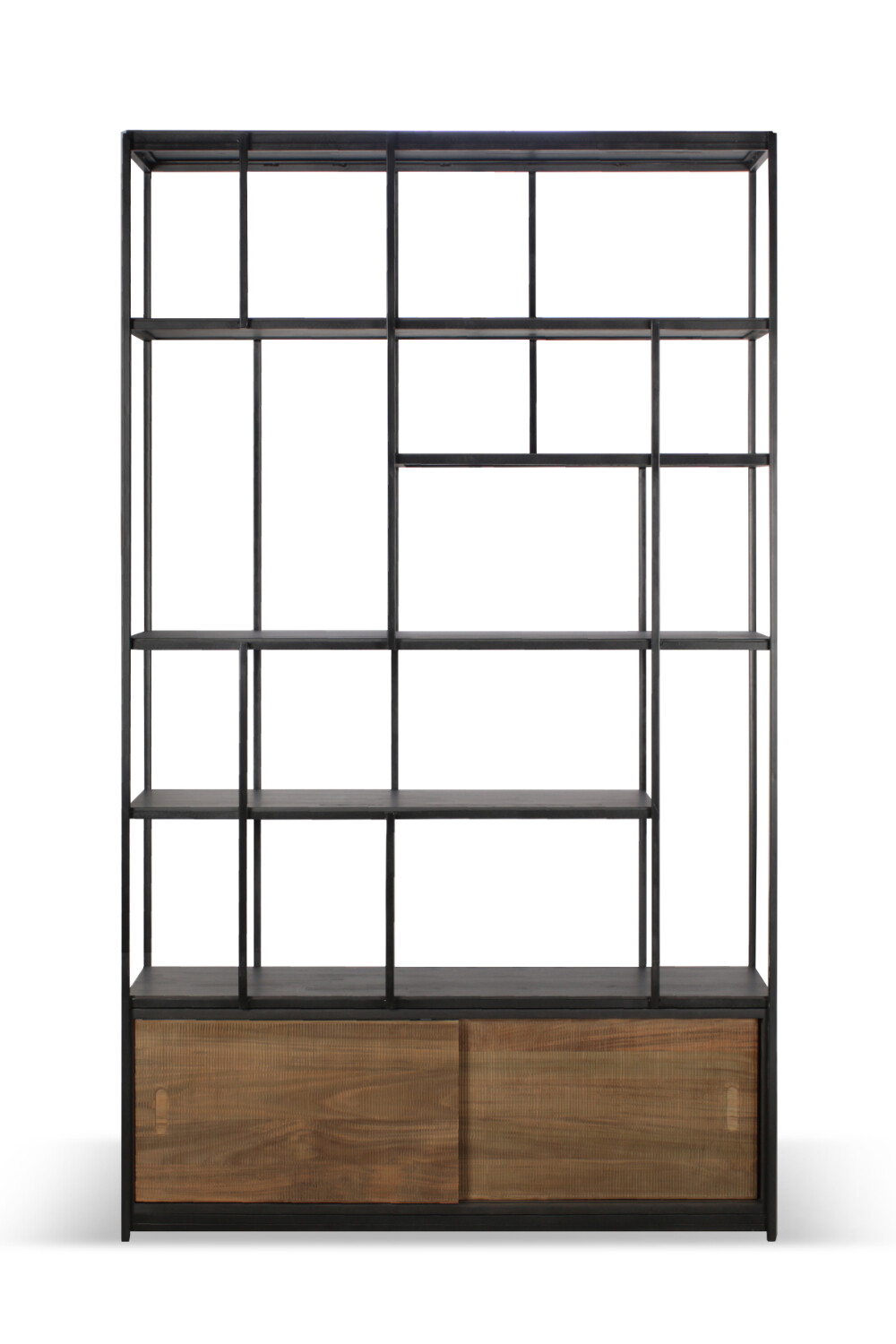 Ethnicraft - Studio Regal - Teak, Schwarz, mit Türen