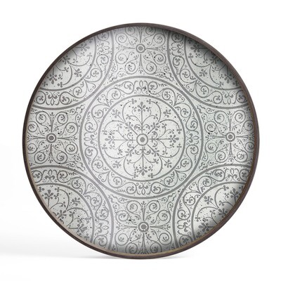 Tablett rund, 61cm - Spiegelglas, Moroccan Frost Tablett rund, 61cm - Spiegelglas, Moroccan Frost