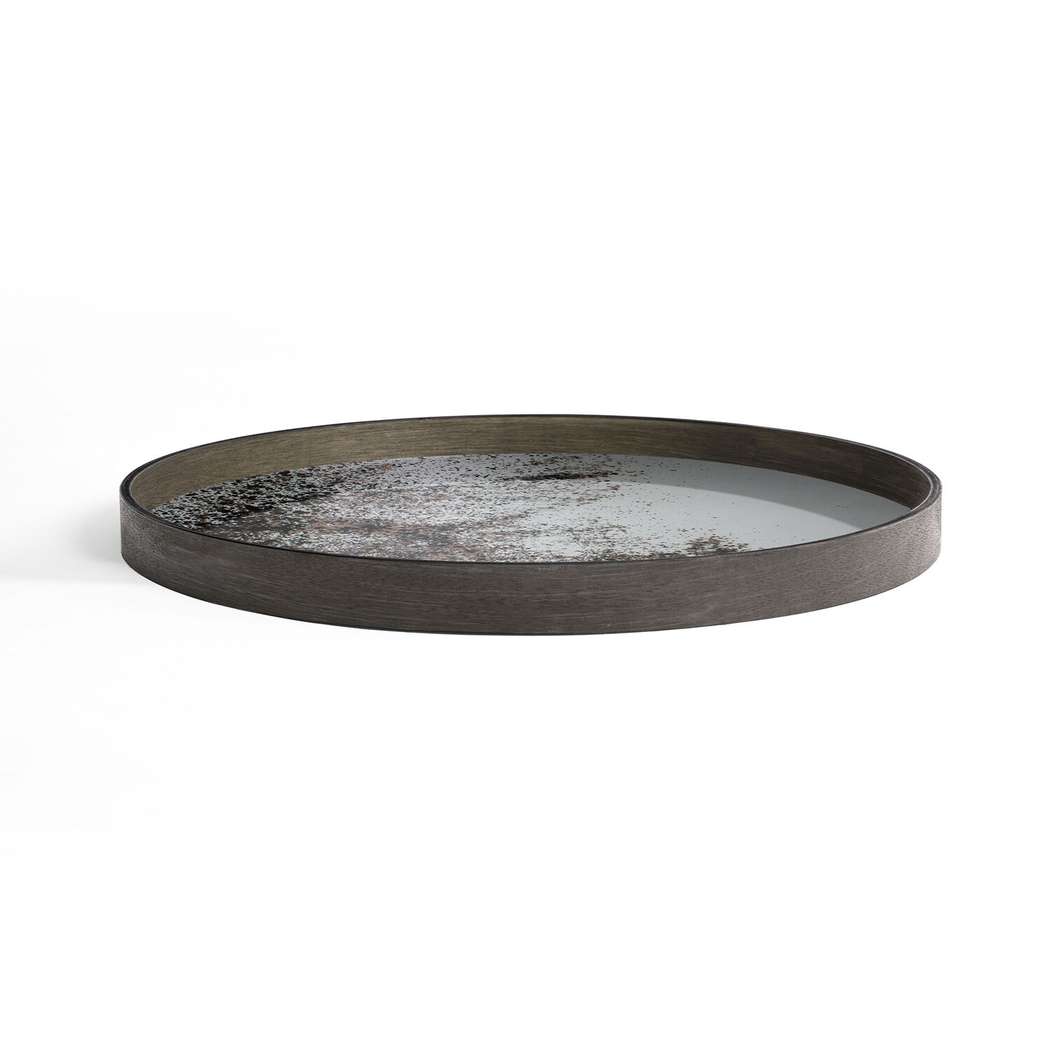 Ethnicraft - Tablett rund, 61cm - Spiegelglas, Heavy Aged