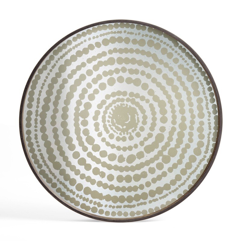 Ethnicraft - Tablett rund, 61cm - Spiegelglas, Gold Beads