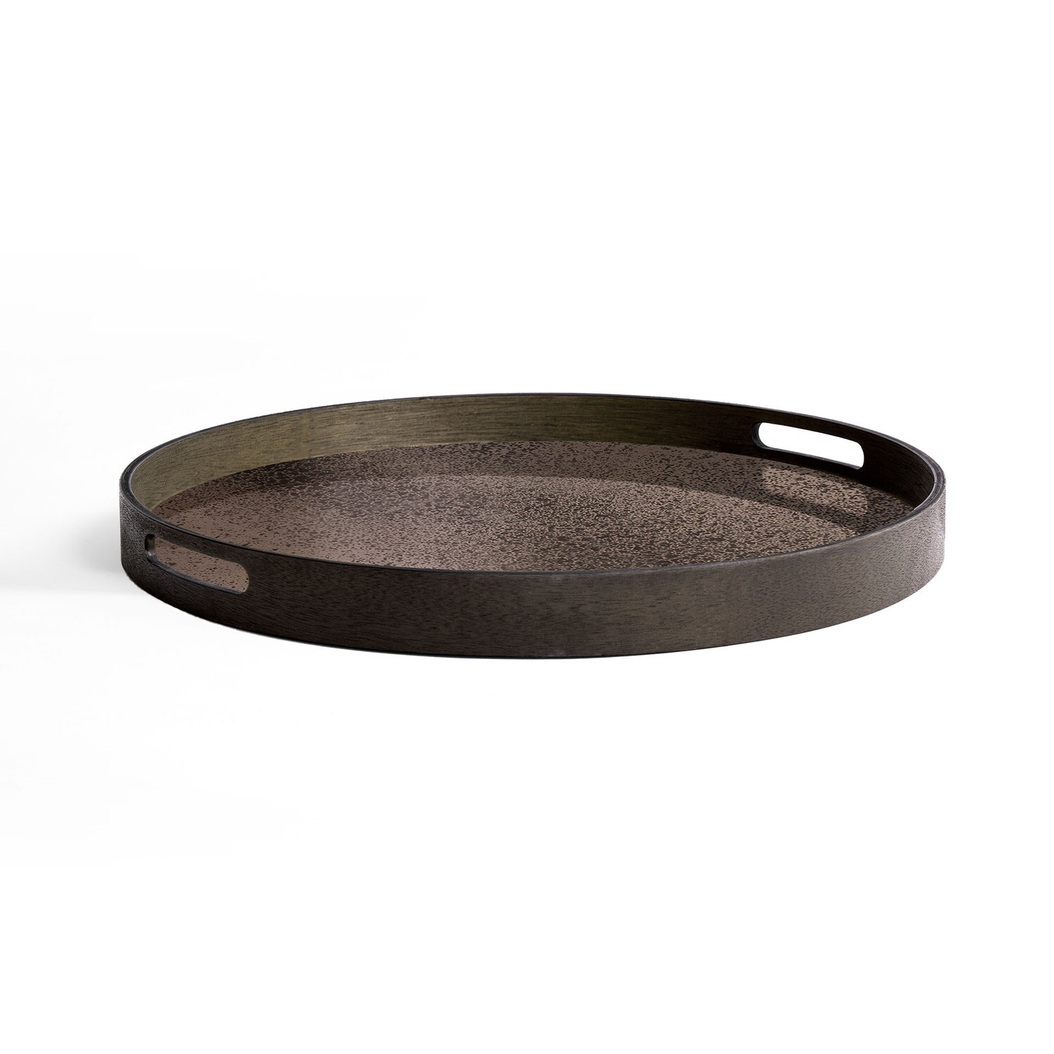 Ethnicraft - Tablett rund, 48cm - Spiegelglas, Bronze Heavy Aged
