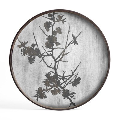 Tablett rund, 48cm - Holz, Blossom