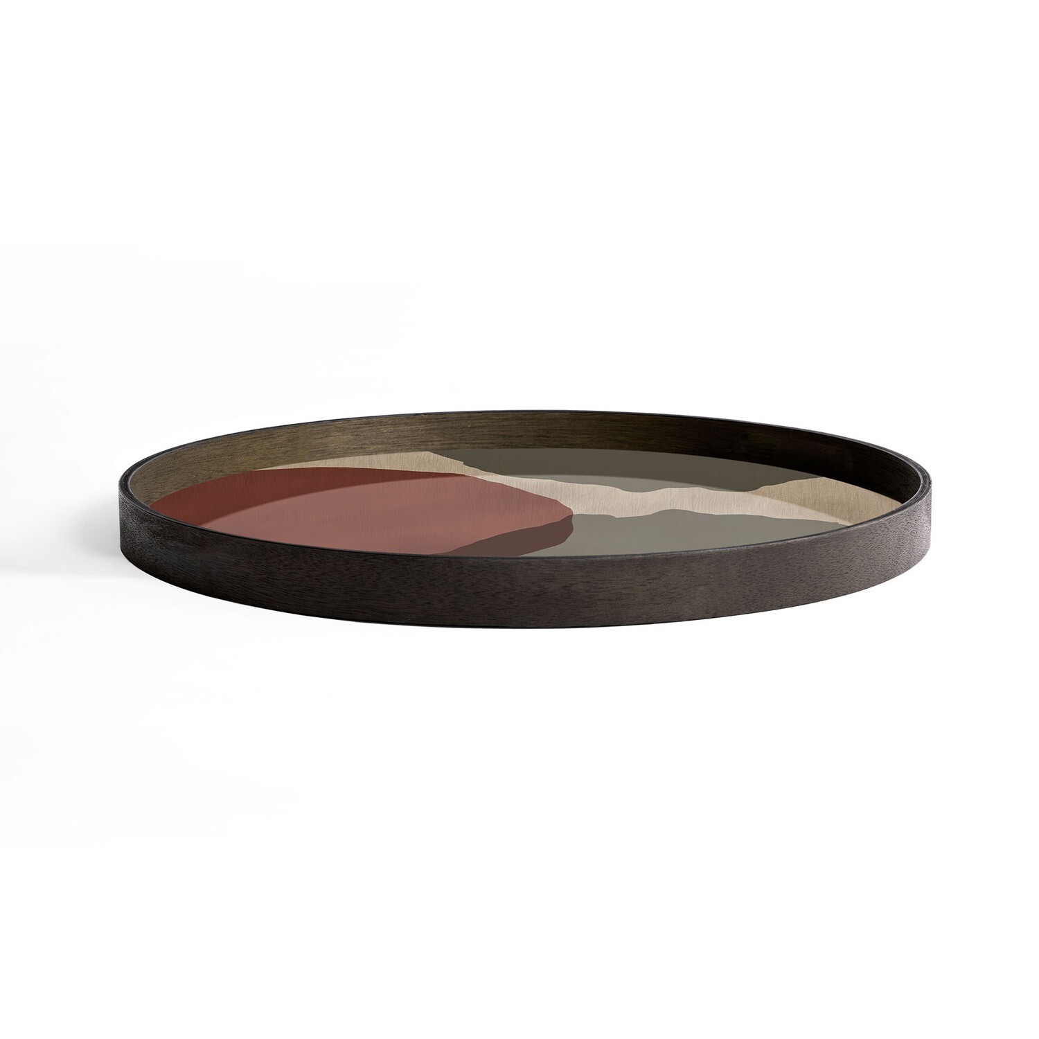 Ethnicraft - Tablett rund, 61cm - Glas, Overlapping Dots