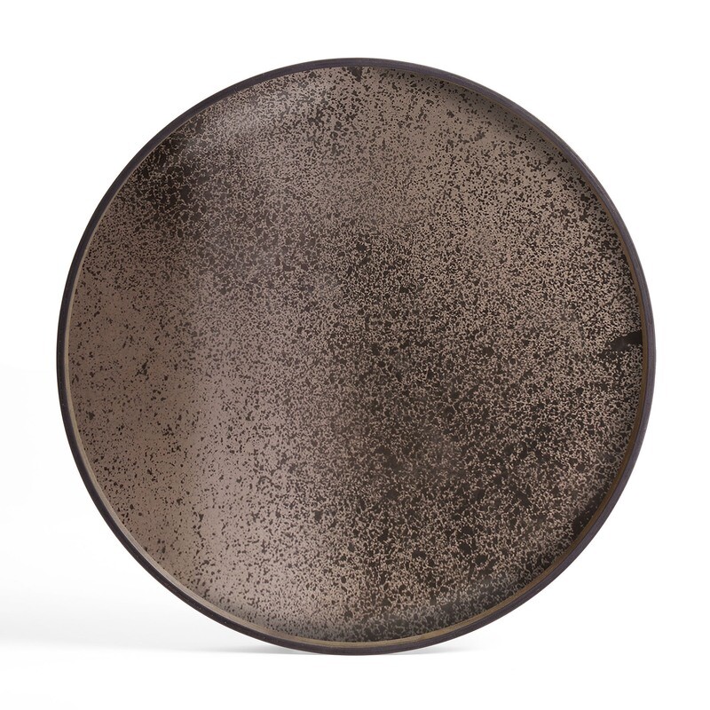 Ethnicraft - Tablett rund, 92cm - Spiegelglas, Bronze Heavy Aged