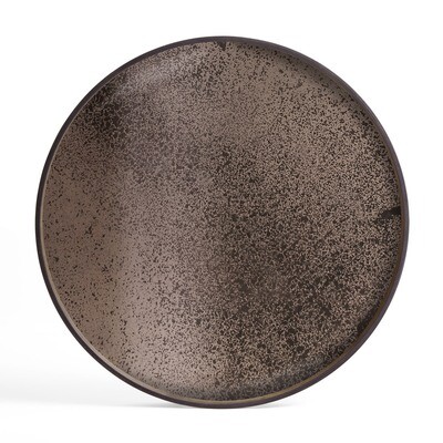 Tablett rund, 92cm - Spiegelglas, Bronze Heavy Aged