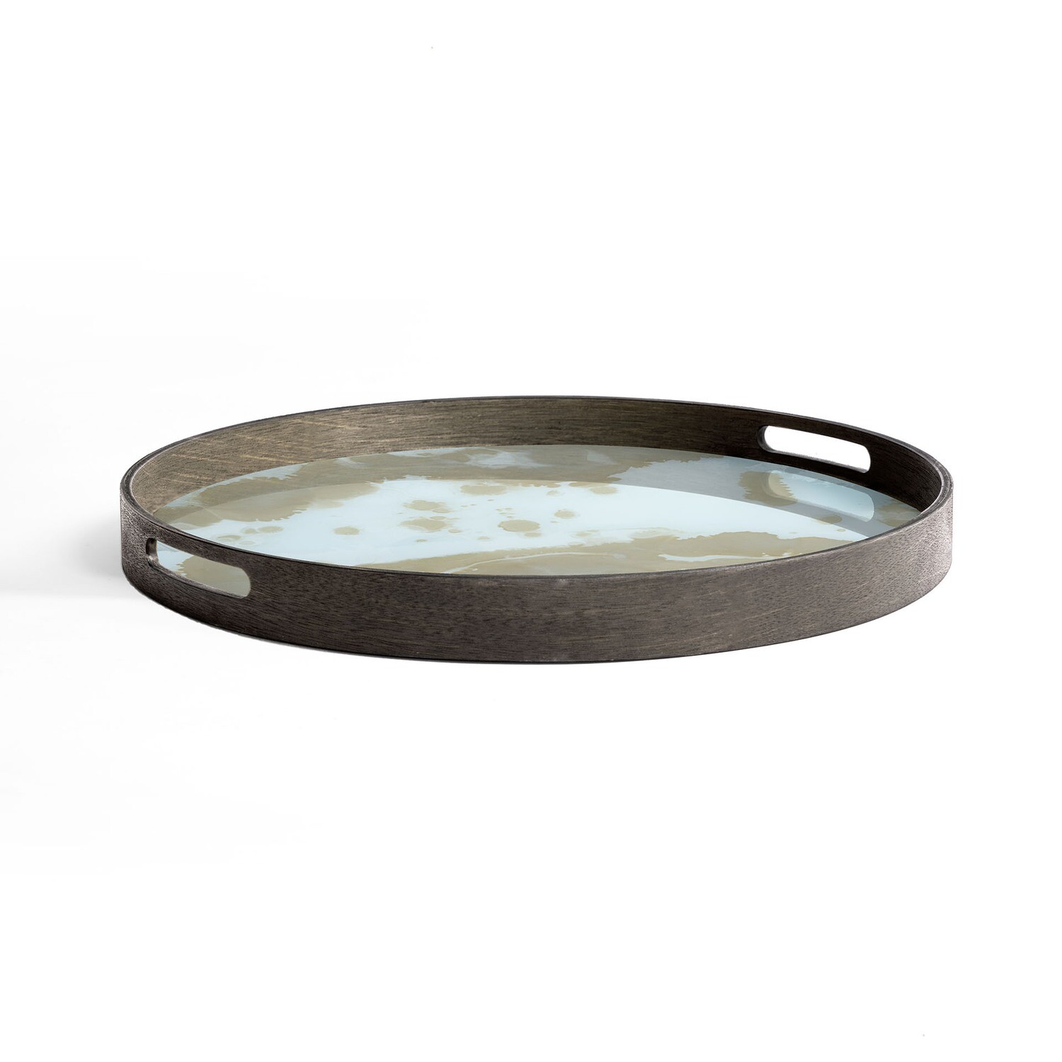 Ethnicraft - Tablett rund, 48cm - Glas, Gold Mist Organic